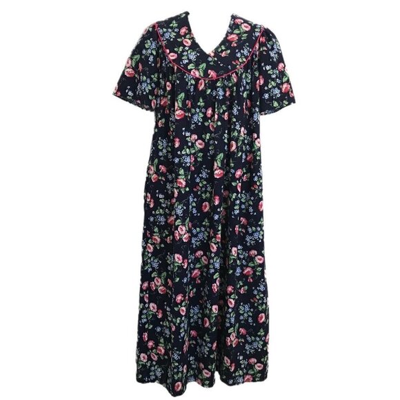 Carolina Maid Dresses & Skirts - Vintage Carolina Maid House Dress S Cottagecore MuuMuu Maxi Long Blue Floral